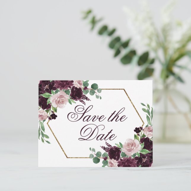 Moody Passion | Dramatischer Lila Wein Save the Da Postkarte (Stehend Vorderseite)