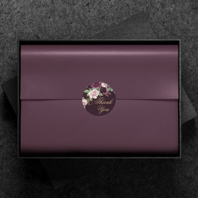 Moody Passion | Lila Wein Vielen Dank Runder Aufkleber (Von Creator hochgeladen)