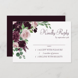 Moody Passions Dramatischer Lila Wein Rose Bouqu RSVP Karte