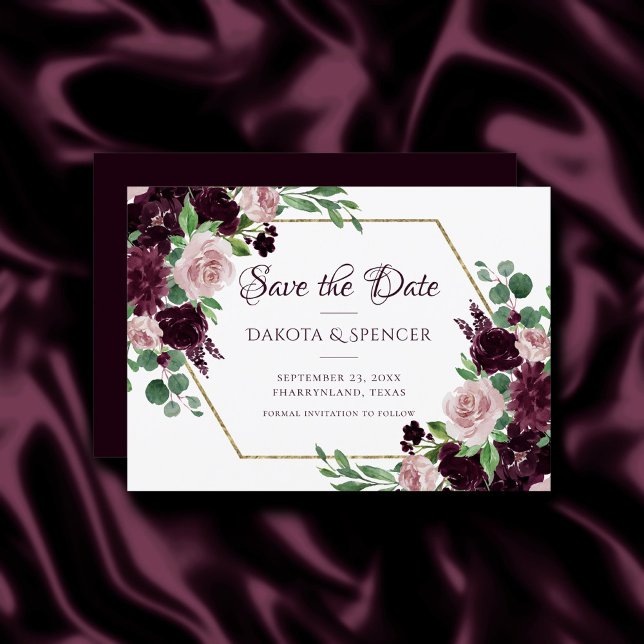Moody Passions | Dramatischer Lila Wein Rose Bouqu Save The Date (Von Creator hochgeladen)