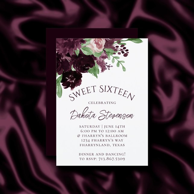 Moody Passions | Dramatischer Lila Wein zum Geburt Einladung (Von Creator hochgeladen)