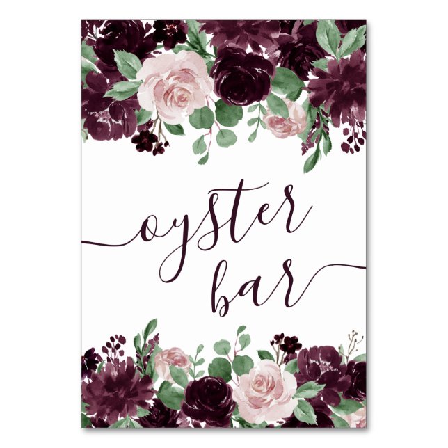 Moody Passions | Dramatisches Lila Austern Bar Tischnummer (Vorderseite)