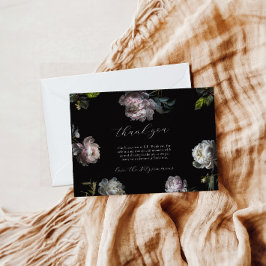 Moody Peony Dark Floral Baby Shower Dankeskarte