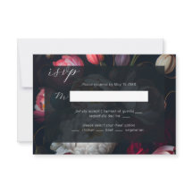 Moody Peony malerisch Wedding Black RSVP Card