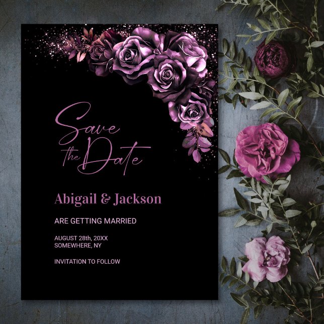 Moody Pink Floral Wedding Save the Date (Von Creator hochgeladen)