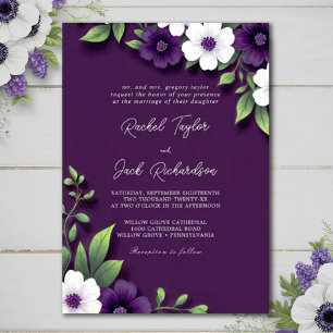 Moody Plum Blooms Dusty Shades Lila Hochzeit Einladung