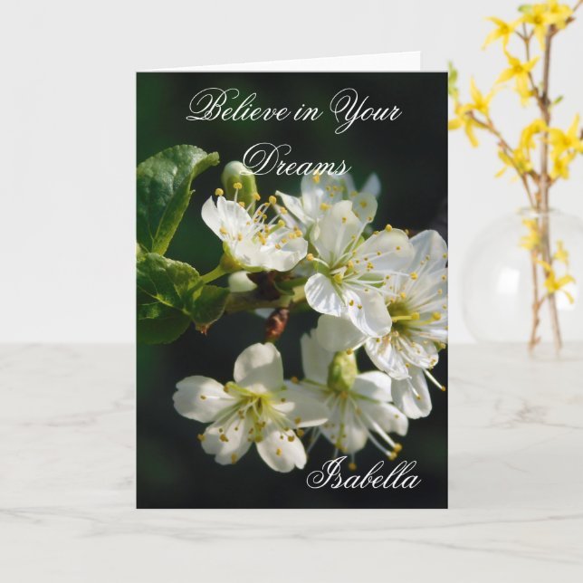 Moody Plum Blossom | Dark Botanical Art Floral Car Karte (Gelbe Blume)