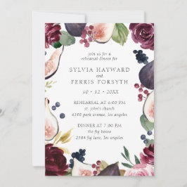 Moody Plum Floral und Fig Probe Dinner Einladung