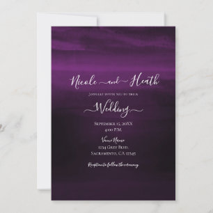 Moody Plum Lila Moderne Wasserfarbenhochzeit Einladung