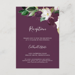 Moody Plum Lila Wedding Reception Insert Card