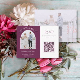Moody Plum Moderne Architektur Foto Minimalistisch RSVP Karte