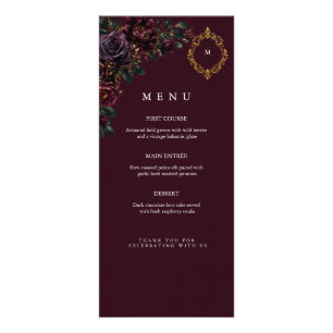 Moody Plum Noir Elegante Hochzeitsempfangsfeier Werbekarte