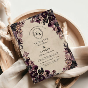 Moody Plum Rose Wedding Einladung