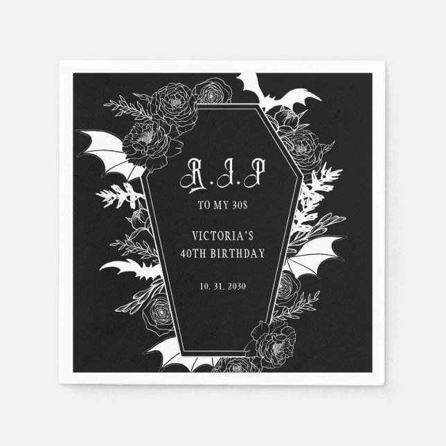 Moody RIP 30er Gothic 40. Geburtstag Serviette (Vorderseite)
