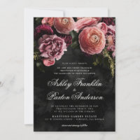 Moody Romantic Pink Floral Bouquet auf schwarz