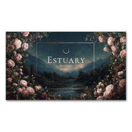Moody Rose Floral and Twilight Mountain Landscape Magnetische Visitenkarte