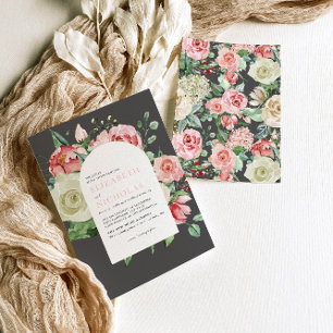 Moody Rose Romantische Frühlingsblumen Hochzeit Einladung