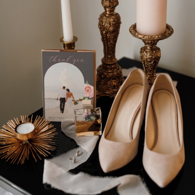 Moody-Rose | Romantische Frühlingsflorale Hochzeit Dankeskarte (Von Creator hochgeladen)