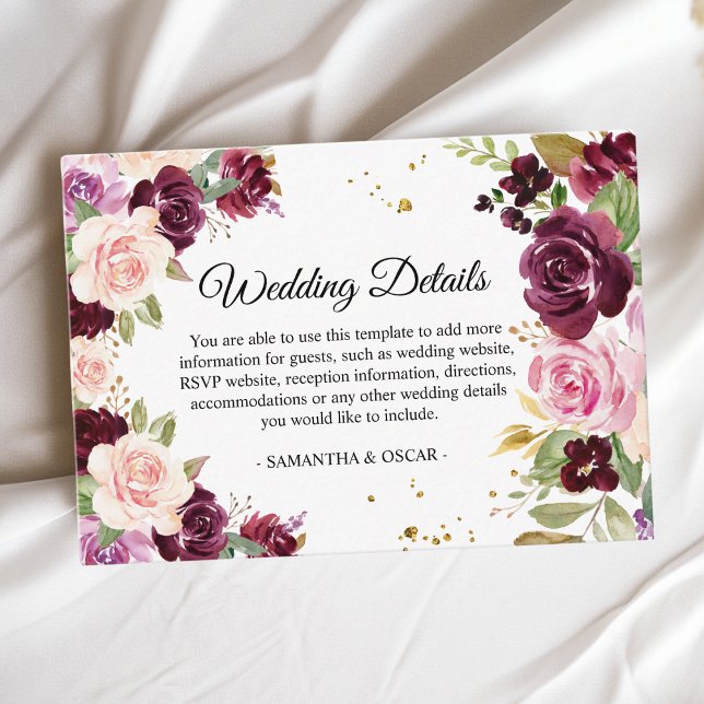 Moody & Rustic Burgund Wasserfarbe Blume & Leaf Begleitkarte (Von Creator hochgeladen)