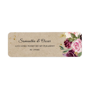 Moody & Rustic Burgundy Kraft Floral Frame & Gold 