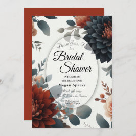 Moody Rustic Fall Florals Wedding Brautparty Einladung