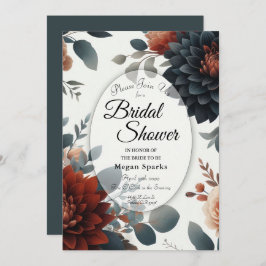 Moody Rustic Fall Florals Wedding Brautparty Einladung