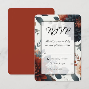 Moody Rustic Fall Florals Wedding RSVP Karte