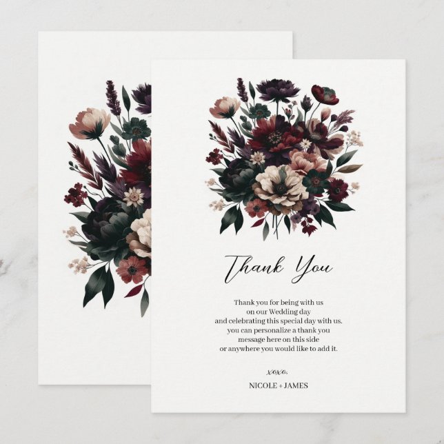 Moody Rustic Garden Florals Bohemisch Wedding Einladung (Vorne/Hinten)
