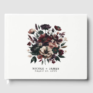 Moody Rustic Garden Florals Bohemisch Wedding Gästebuch