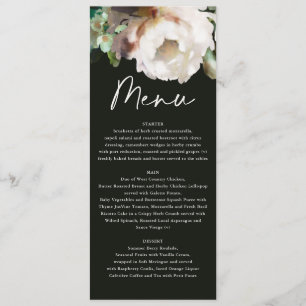 Moody rustic romantic peontic blumenbotanisch menükarte