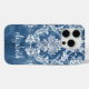 Moody Sapphire Blue Vintag Damask Muster Name iPhone 15 Pro Hülle (Back (Horizontal))