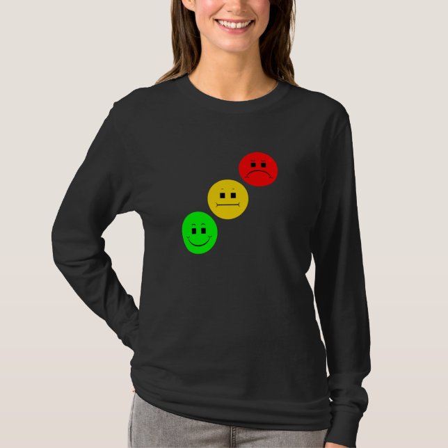 Moody Stoplight Diagonal Stopp Light Faces Traffic T-Shirt (Vorderseite)
