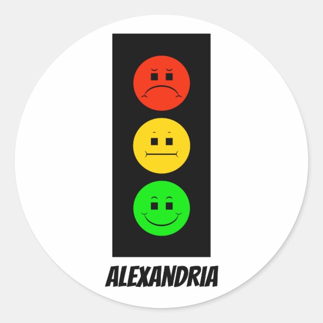 Moody-Stoplight mit Name anpassbar Runder Aufkleber (Vorderseite)