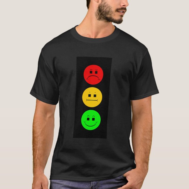 Moody Stoplight Verkehrssignal Faces Funny Stopp L T-Shirt (Vorderseite)