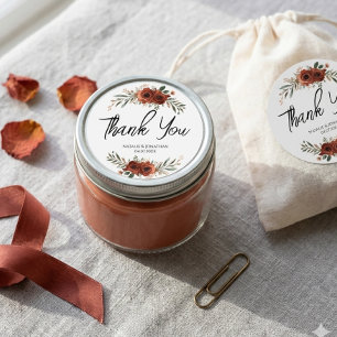 Moody Terrakotta Blumen Boho Hochzeit Runder Aufkleber