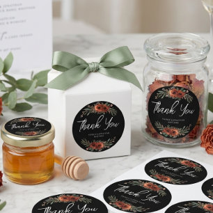 Moody Terrakotta Blumen Boho Hochzeit Runder Aufkleber