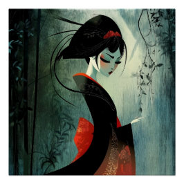 Moody Thoughful Anime Girl Poster