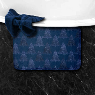 Moody Tree Pattern Classy Navy Blue Christmas Badematte