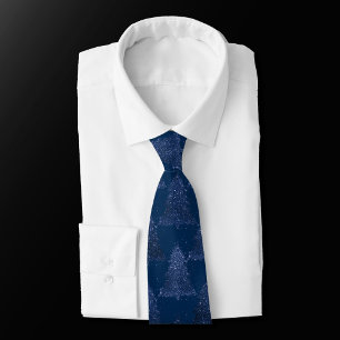 Moody Tree Pattern   Classy Navy Blue Christmas Krawatte