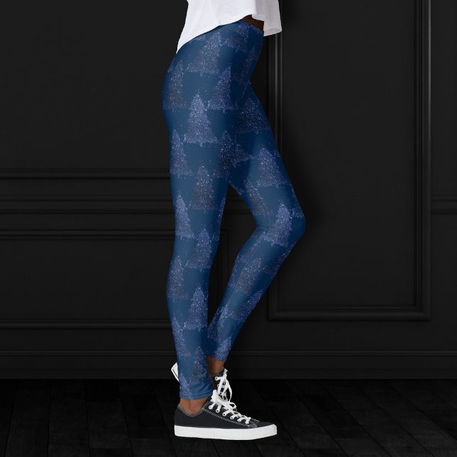 Moody Tree Pattern | Classy Navy Blue Christmas Leggings (Von Creator hochgeladen)