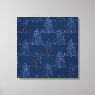 Moody Tree Pattern   Classy Navy Blue Christmas Leinwanddruck