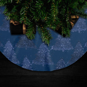Moody Tree Pattern   Classy Navy Blue Christmas Polyester Weihnachtsbaumdecke