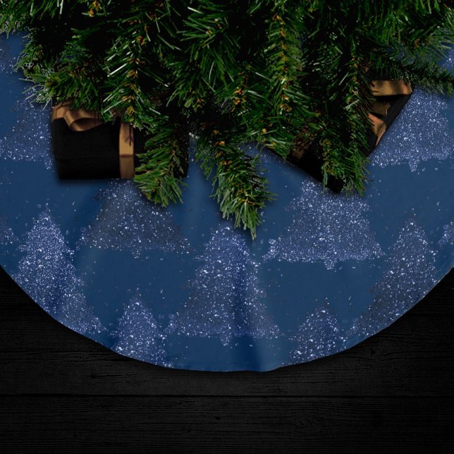 Moody Tree Pattern | Classy Navy Blue Christmas Polyester Weihnachtsbaumdecke (Von Creator hochgeladen)