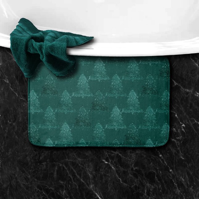Moody Tree Pattern | Dark Midnight Aquamarin Chris Badematte (Von Creator hochgeladen)