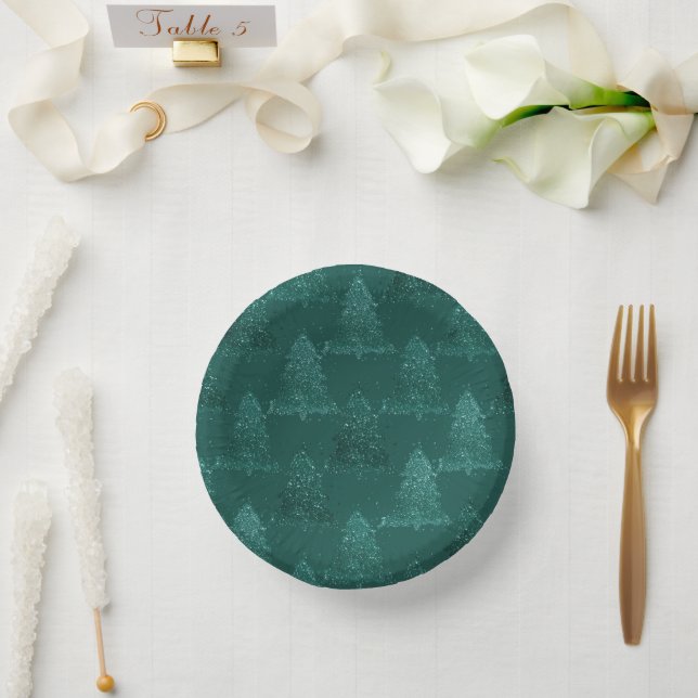 Moody Tree Pattern | Dark Midnight Aquamarin Chris Pappteller (Hochzeit)