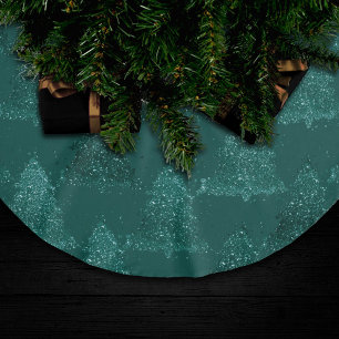 Moody Tree Pattern   Dark Midnight Aquamarin Chris Polyester Weihnachtsbaumdecke