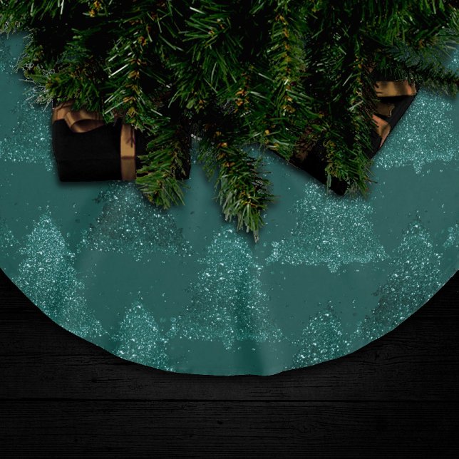 Moody Tree Pattern | Dark Midnight Aquamarin Chris Polyester Weihnachtsbaumdecke (Von Creator hochgeladen)