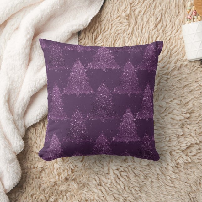 Moody Tree Pattern | Lila Weihnachtsfest in Deep P Kissen (Decke)