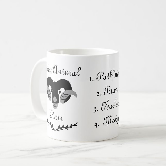 Moody Tribal Aries Totem Spirit Animal Coffee Tass Kaffeetasse (Vorderseite Links)