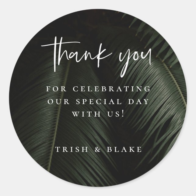 Moody Tropics Vielen Dank Runder Aufkleber (Vorderseite)